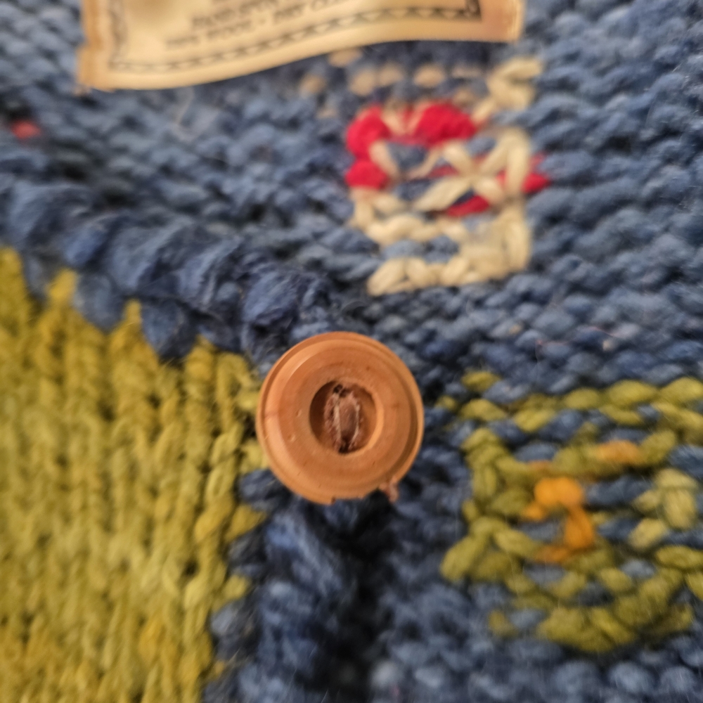 Handmade Blue Patterned Wool Cardigan Jacket - Picture 6 of 6